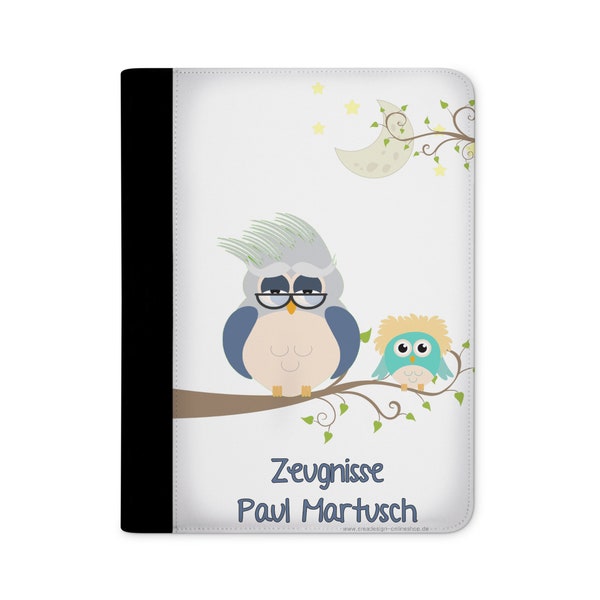 certificate folder personalized with name owl grandpa