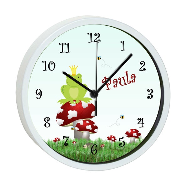 Children's wall clock with colorful frame motif frog prince