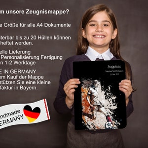 Zeugnismappe Zeugnisse Sichtbuch Mädchen Dokumentenmappe A4 Fußballspielerin weiß schwarz Bild 4