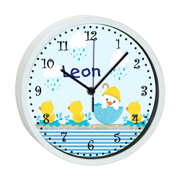 Children's wall clock with colorful frame motif duck