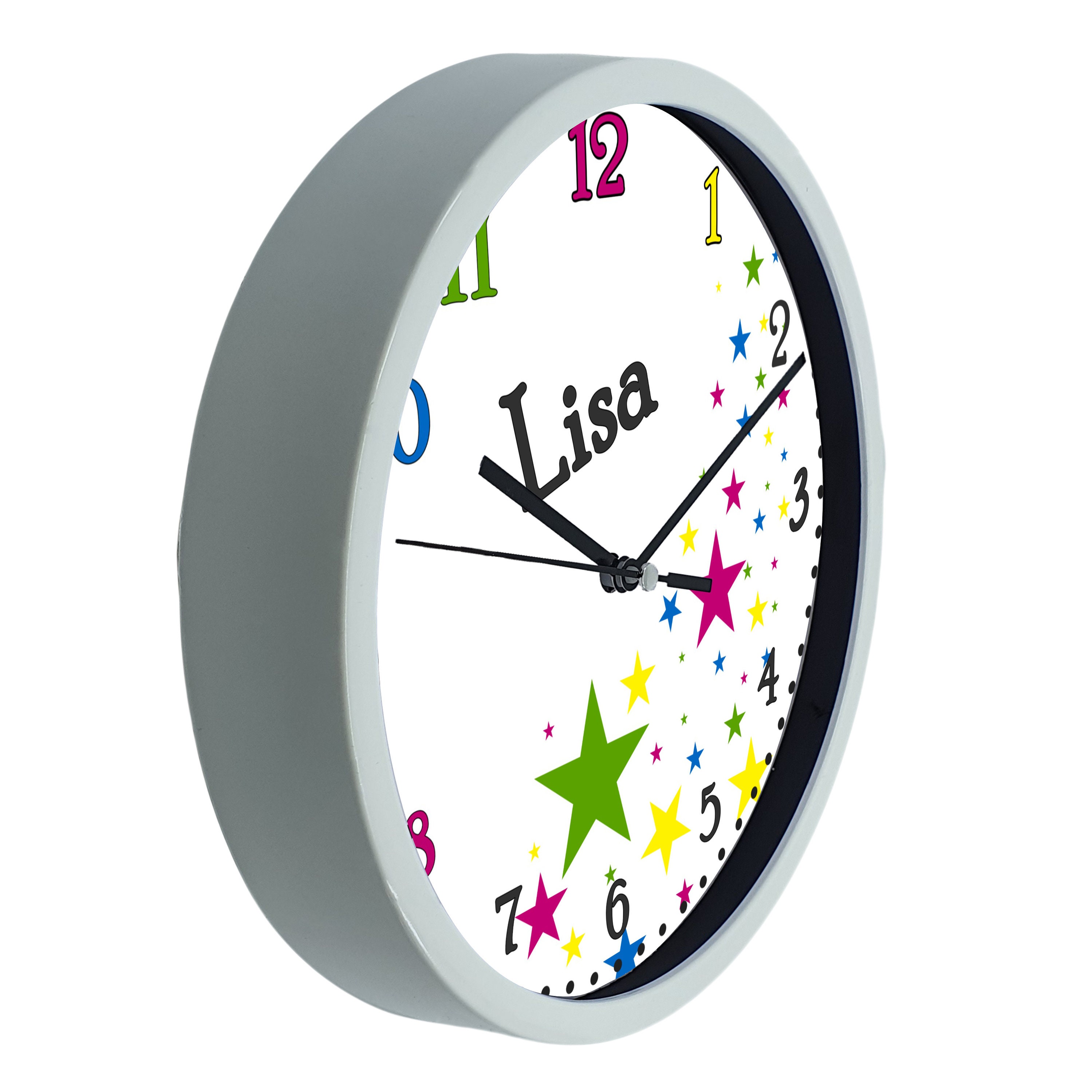Children's wall clock with colorful frame motif stars Etsy