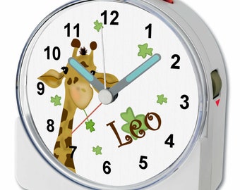 Children's fun alarm clock white motif giraffe alarm clock quiet running