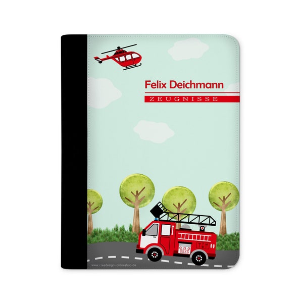 certificate folder personalized with name fire brigade landscape