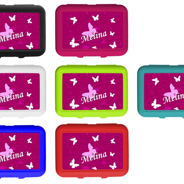 Lunch box / lunch box / snack box / with insert motif butterfly ornaments color blackberry