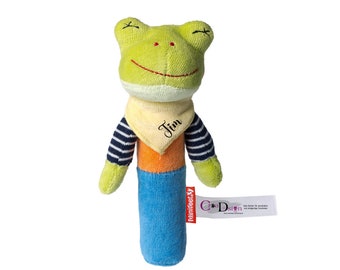 Greifling mit Quietschfunktion Frosch mit Name personalisiert