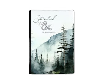 Libro de familia A5 bosque acuarela personalizable
