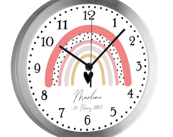 Children's wall clock wall clock children's room children rainbow pink personalized