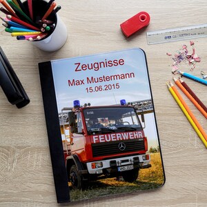 zeugnismappe personalisiert mit Namen Feuerwehr Drehleiter afbeelding 5