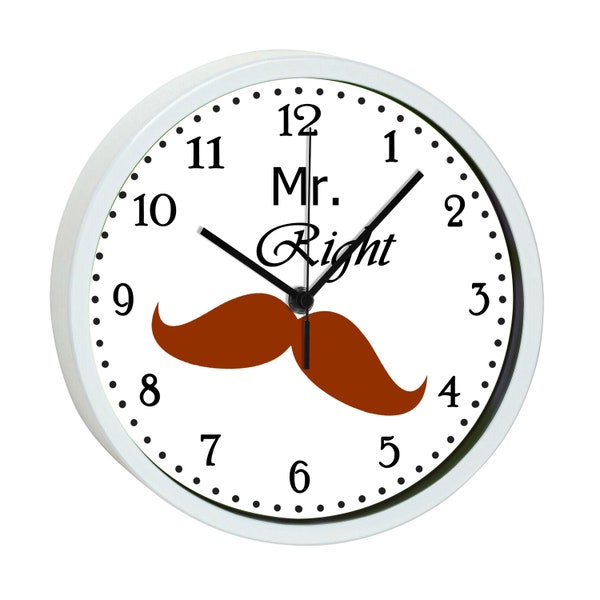 Kinder Wanduhr mit bunten Rahmen Motiv Bart mustache