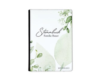 Stammbuch A5 Boho Gold Grün/ Weiß Nature personalisierbar