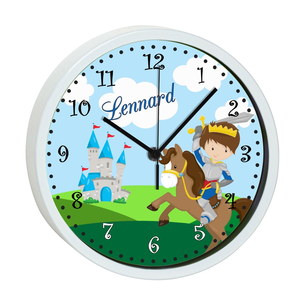 Personalisierte Wanduhr Mit Namen - Fuchs Motiv, Weißer Rahmen 19,5cm Für Kinderzimmer