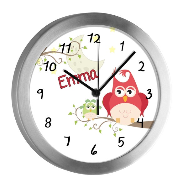 Children's radio wall clock Owl Mama