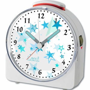 Kinder Funwecker weiß Motiv Sterne Türkis Wecker laufruhig