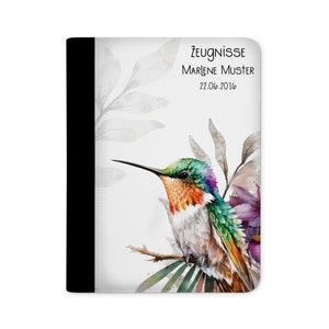 Zeugnismappe personalisiert mit Name Kolibri, Mädchen und Jungen