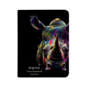 Zeugnismappe personalisiert mit Name Nashorn, Mädchen und Jungen