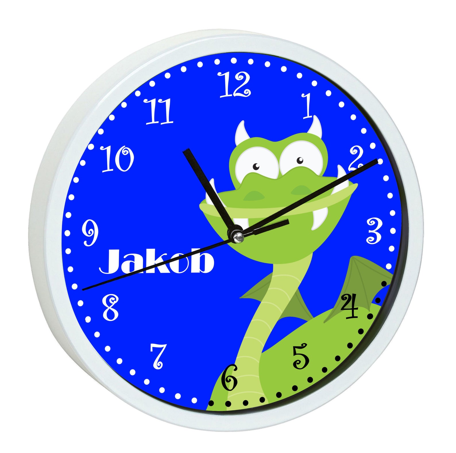 Children's Wall Clock With Colorful Frame Motif Dragon Etsy