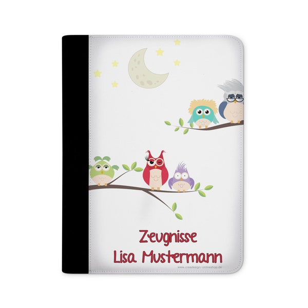 certificate folder personalized with name owl family