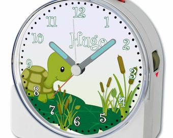 Children's fun alarm clock white motif turtle alarm clock quiet running