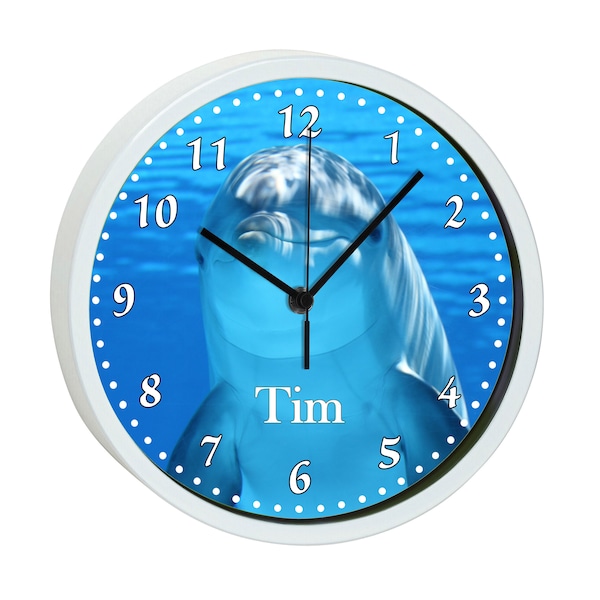 Children's wall clock with colorful frame motif dolphin