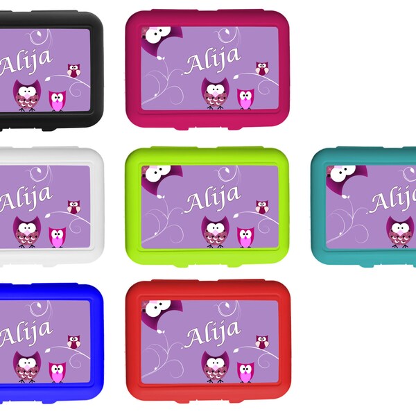 Lunch box / lunchbox / snack box / with insert motif owl color purple