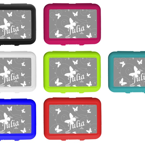 Lunch box / lunch box / snack box / with insert motif butterfly ornaments color grey