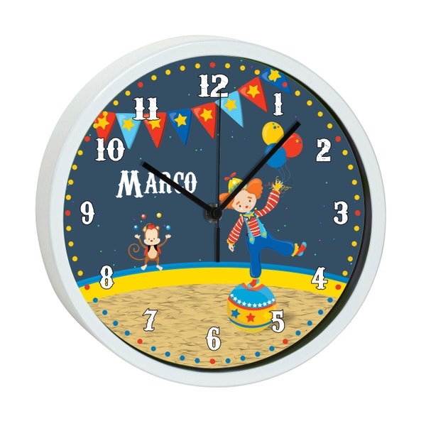 Kinder Wanduhr mit bunten Rahmen Motiv Circus