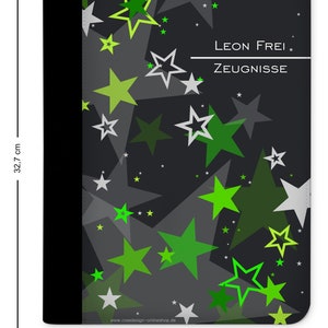 Zeugnismappe mit Namen Sternenhimmel Grün 画像 2
