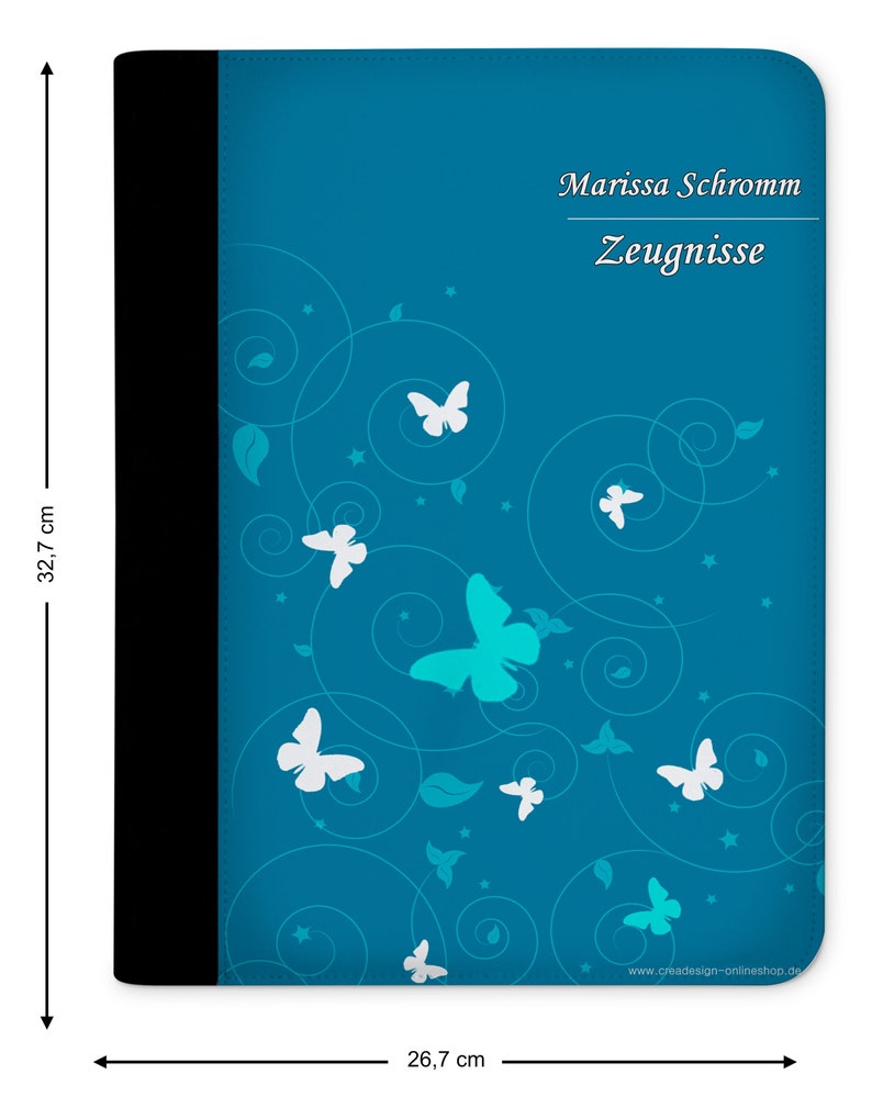 zeugnismappe personalisiert mit Namen Schmetterling Ornamente Blau image 7