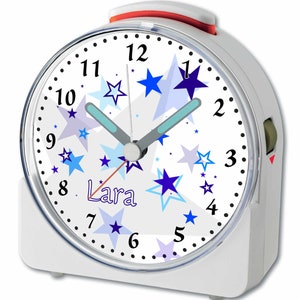 Kinder Funwecker weiß Motiv Sterne Blau Wecker laufruhig