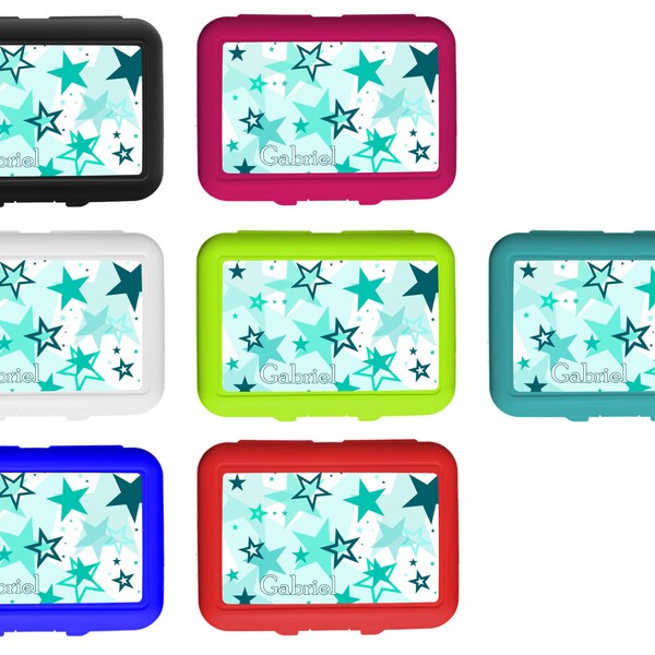 Lunch box / lunchbox / snack box / with insert motif starry sky color turquoise