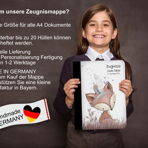 Zeugnismappe personalisiert mit Name Fuchs, Mädchen und Jungen Bild 4