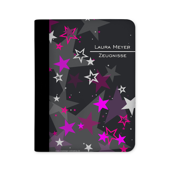 certificate folder personalized with names starry sky pink