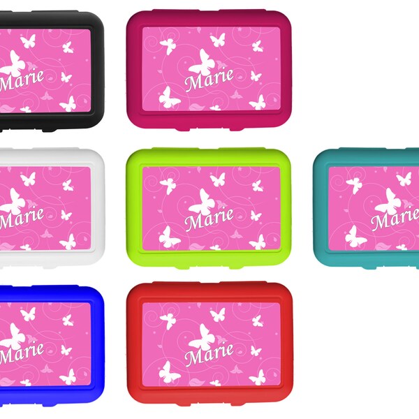 Lunch box / lunch box / with insert motif butterfly ornaments color pink