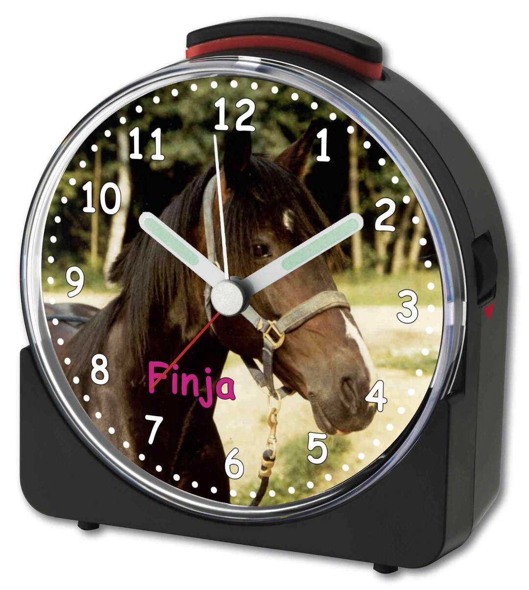 Children's Radio Alarm Clock Black Motif Horse Alarm Clock Quiet