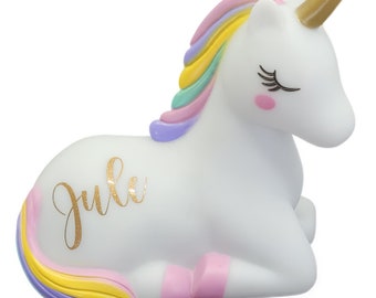 Kinder Nachtlicht Einhorn mit Name personalisiert