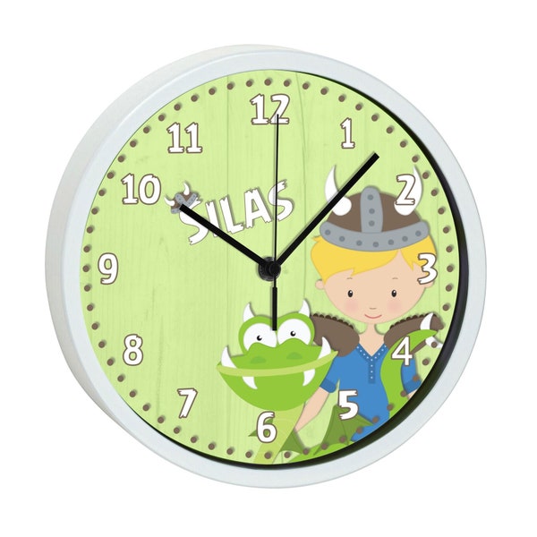 Children's wall clock with colorful frame motif Viking