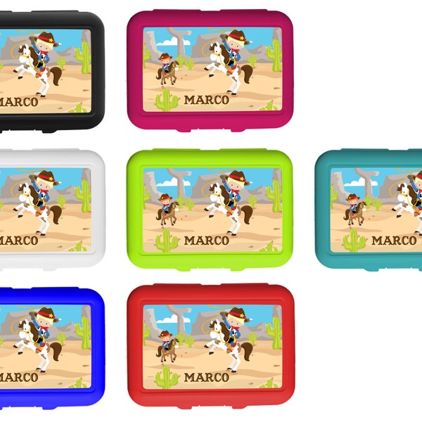 Lunch box / lunch box / snack box / with insert motif cowboy