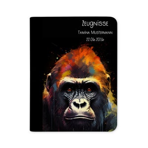 Zeugnismappe personalisiert mit Name Gorilla, Mädchen und Jungen