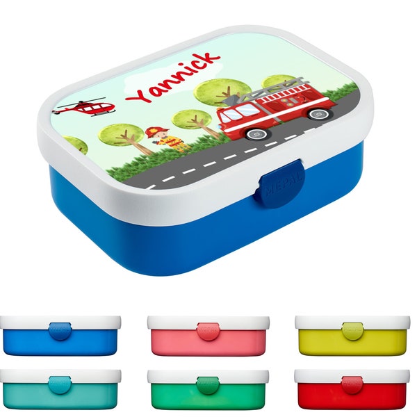 Brotdose Kinder Personalisiert Motiv Feuerwehr Lunchbox, Brotbox türkis