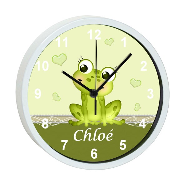 Children's wall clock with colorful frame motif frog