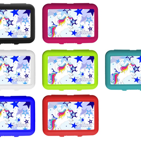 Lunch box / lunchbox / snack box / with insert motif Pegasus stars color blue