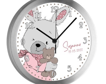 Kinderwanduhr Wanduhr Kinderzimmer Kinder Hase Emma personalisiert