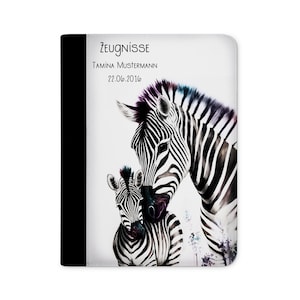 Zeugnismappe personalisiert mit Name Zebra Familie, Mädchen und Jungen