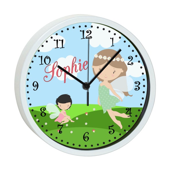 Children's wall clock with colorful frame motif fairy