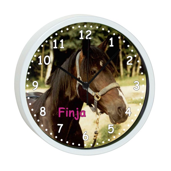 Children's wall clock with colorful frame motif horse original