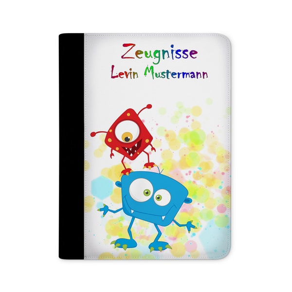 certificate folder personalized with name Monster Farbkleks