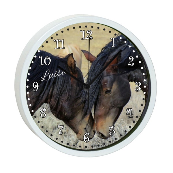 Children's wall clock with colorful frame motif Paint Horses