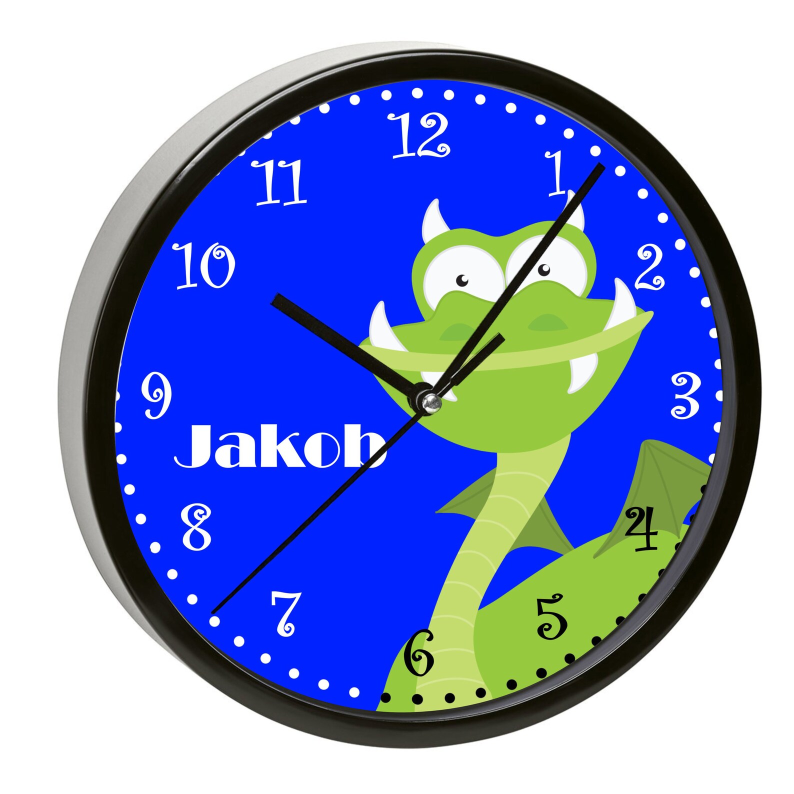 Children's Wall Clock With Colorful Frame Motif Dragon Etsy