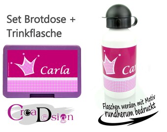 Brotdose Trinkflasche einzeln oder im Set bestellbar mit Namen perfekt für Schule oder Kindergarten