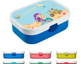 Lunch box children's personalized motif mermaid lunch box, bread box turquoise